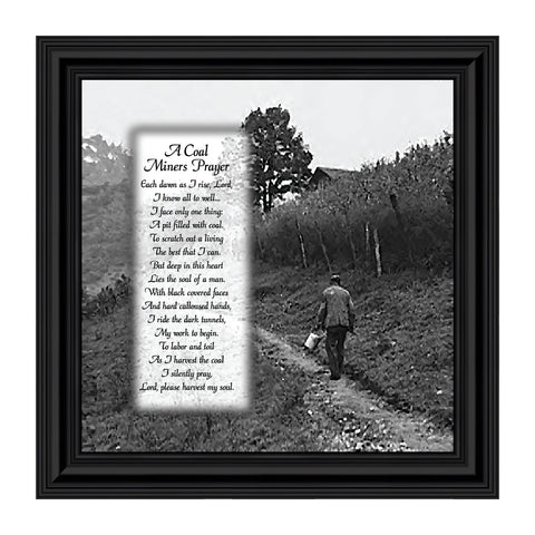 Coal Miner's Prayer Picture Frame, Coal Mining Gifts, Miner's Decor, 10x10 8592