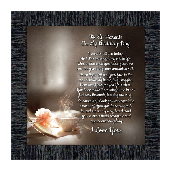 To My Parents on My Wedding Day, Marriage Day Gift For Mom and Dad from Bride or Groom, 10x10 6320