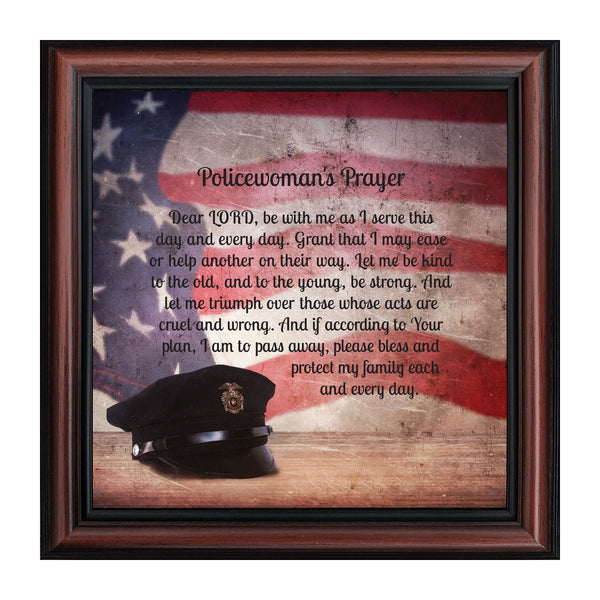 Policewoman's Prayer, Police Officer Gifts for Women, Police Woman Framed Poem, 10x10 8655