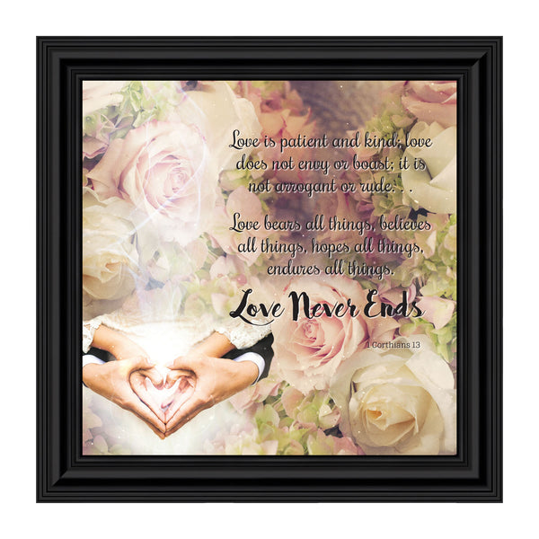 Love Wall Decor for Couples, Christian Wall Decor for Wedding Gifts, Love Never Fails Wall Decor, 1 Corinthians 13 Wall Art, Love is Patient Love is Kind Wall Art, Love Quotes Framed Wall, 6360