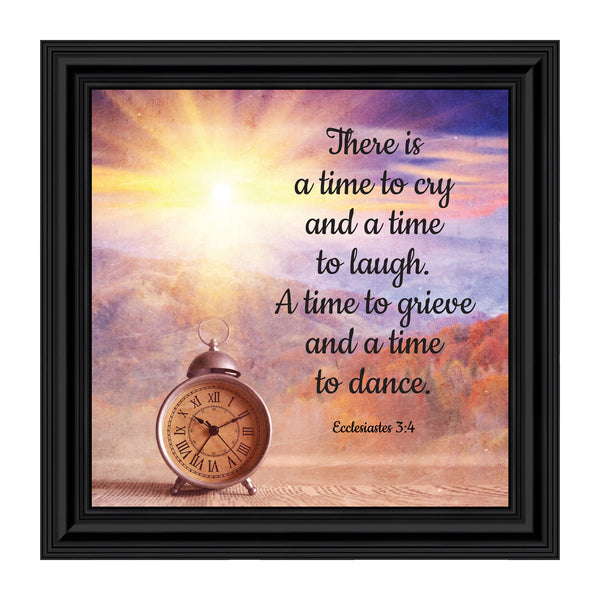 Ecclesiastes 3:4, There is a Time to Cry and a Time to Laugh, Decorative Scripture Christian Wall Art, Sympathy Gift Picture Frame, 10x10 6392