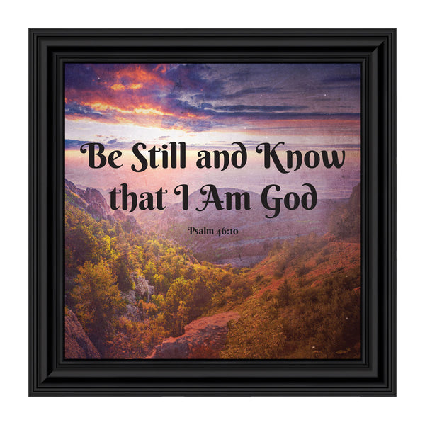 Be Still and Know I Am God, Psalms 46:10, Bible Verse Wall Art, Religious Picture Frame, 10x10 6401