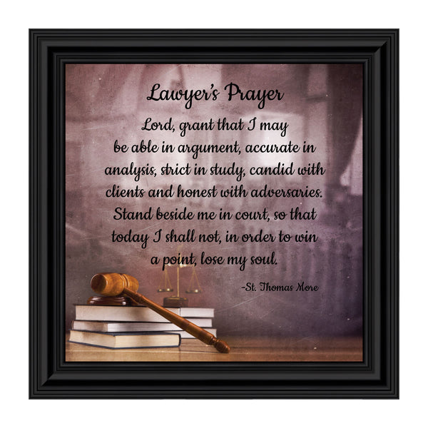 St Thomas Moore Lawyer's Prayer, Gift for Law School Graduation, Law Office Art for Men and Women, Attorney Thank You Gift, 10x10, 6444