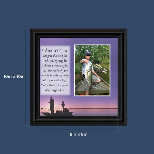 A Fisherman's Prayer, Fishing Gifts,  Beach, Boating or Fishing Decor, Personalized Picture Frame, 8x8,  9701