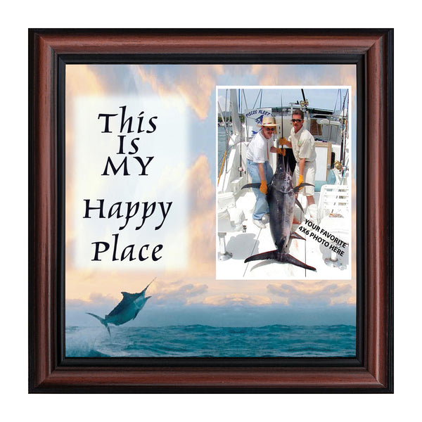 Deep Sea Fisherman's Happy Place, Fishing Gifts,  Beach, Boating or Fishing Decor, Personalized Picture Frame, 10X10 9723