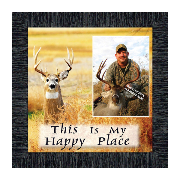 A Deer Hunters Happy Place, Framed Hunting Picture, 8x8, 9727