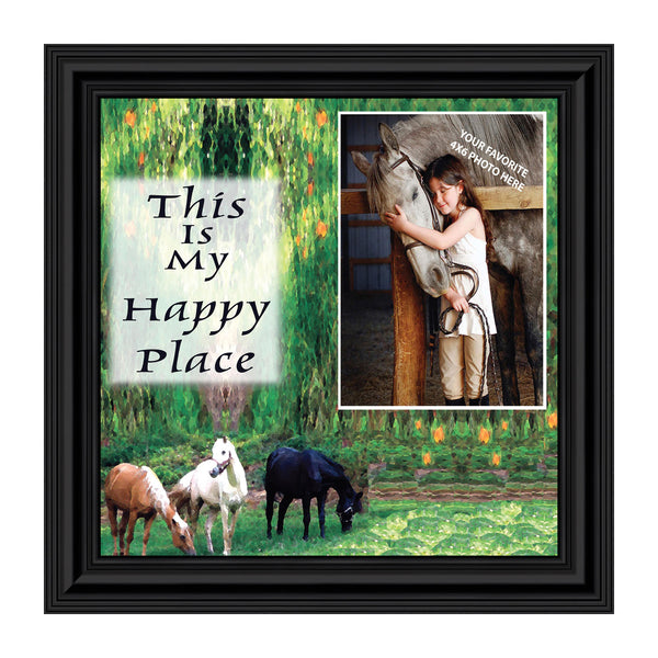 A Horse Lovers Happy Place, Horse Lovers, Personalized Picture Frame, 8x8, 9728