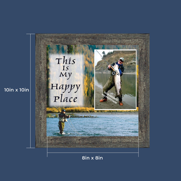 Fly Fishermen Happy Place, Fishing Gifts,  Beach, Boating or Fishing Decor, 10X10 9729