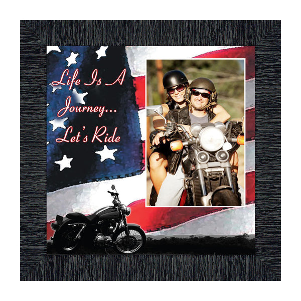 Harley Davidson Gifts for Men and Women, Patriotic Harley Accessories, Harley Davidson Wedding Gifts, American Flag for Harley Riders, "It's Not the Destination" Unique Motorcycle Wall Decor, 9751