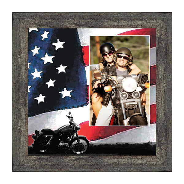 Classic Motorcycle with the America Flag Personalized Picture Frame, 10X10 9753