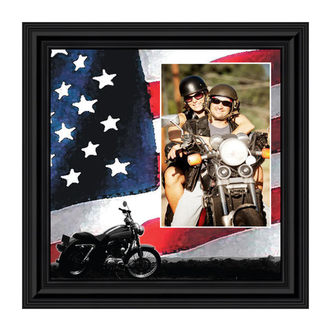 Classic Motorcycle with the America Flag Personalized Picture Frame, 10X10 9753