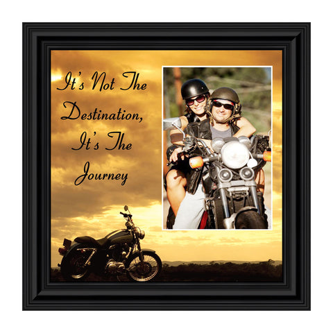 Classic Motorcycle "It's Not the Destination, It's the Journey" Sunset with Personalized Picture Frame,  10X10 9760