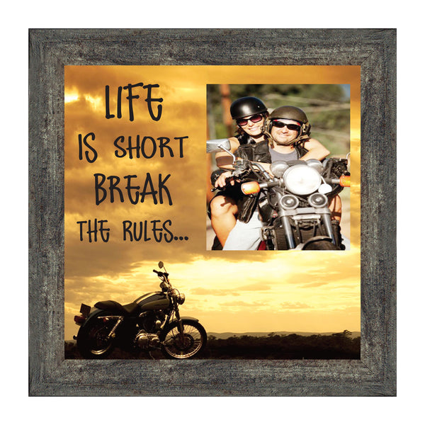 Classic Motorcycle "Life is Short" Sunset with Personalized Picture Frame, 10X10 9762