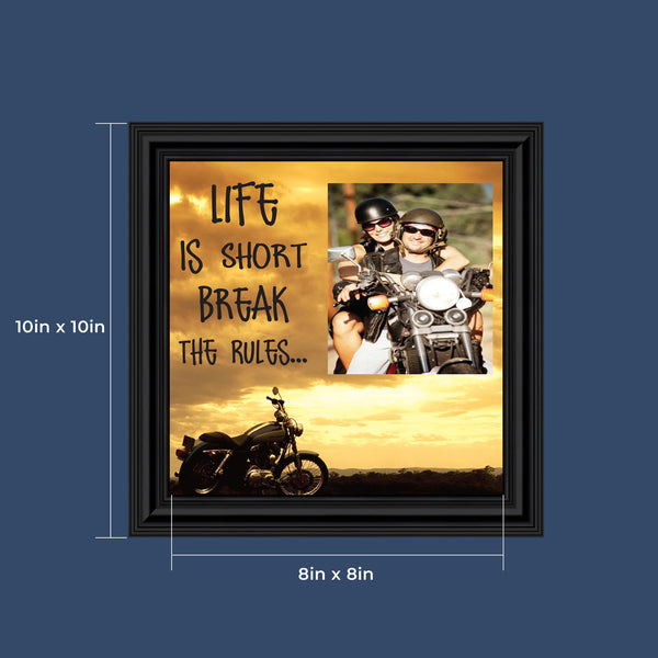 Classic Motorcycle "Life is Short" Sunset with Personalized Picture Frame, 10X10 9762