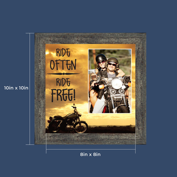 Classic Motorcycle "Ride Often, Ride Free" Sunset with Personalized Picture Frame, 10X10 9763