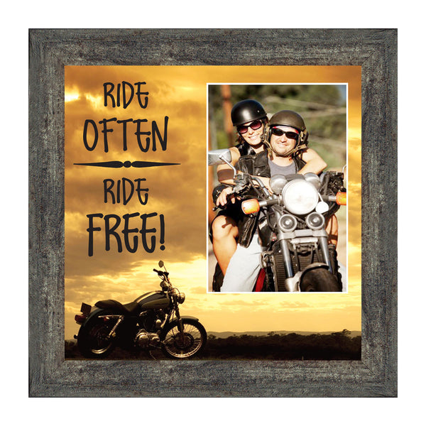 Classic Motorcycle "Ride Often, Ride Free" Sunset with Personalized Picture Frame, 10X10 9763