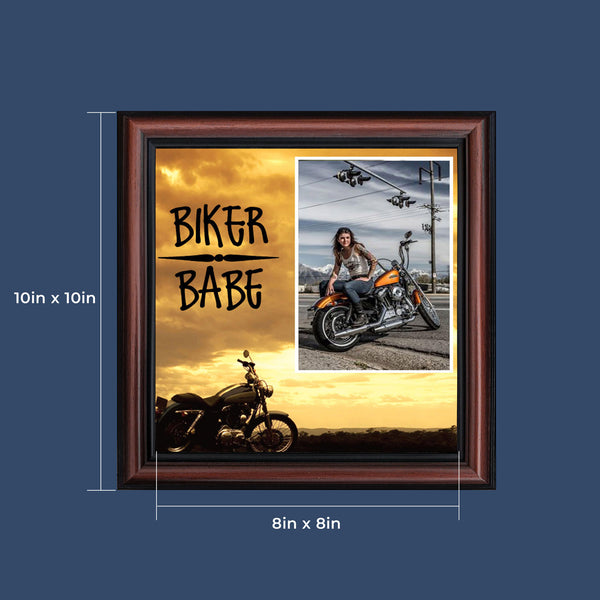 Classic Motorcycle "Biker Babe" Sunset with Personalized Picture Frame, 10X10 9772