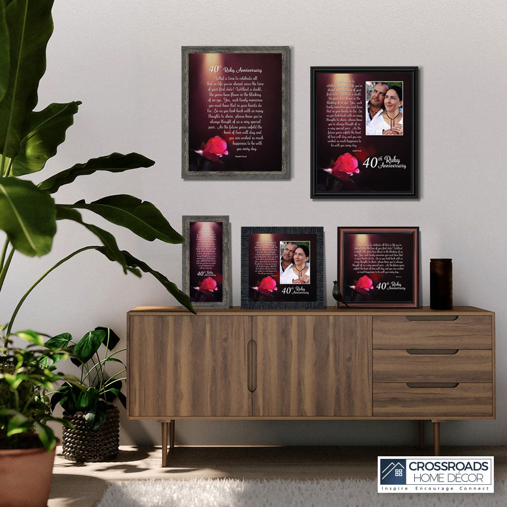 40th Anniversary Gifts for Parents, Ruby 40th Anniversary Decorations for  Party, 40th Anniversary Frame, Ruby Gifts, 40 Year Anniversary Gift for  Wife, Ruby Wedding Anniversary Picture Frames, 8603B 