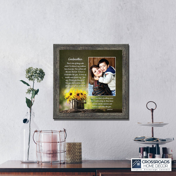 Godmother Gift From Godchild, Infant Baptism Gift, Religious Picture Frame, 10x10 6390