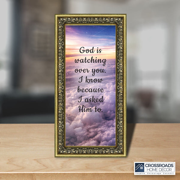 God is Watching Over, Religious Decorations for Home, I Asked God, 10x10 6376