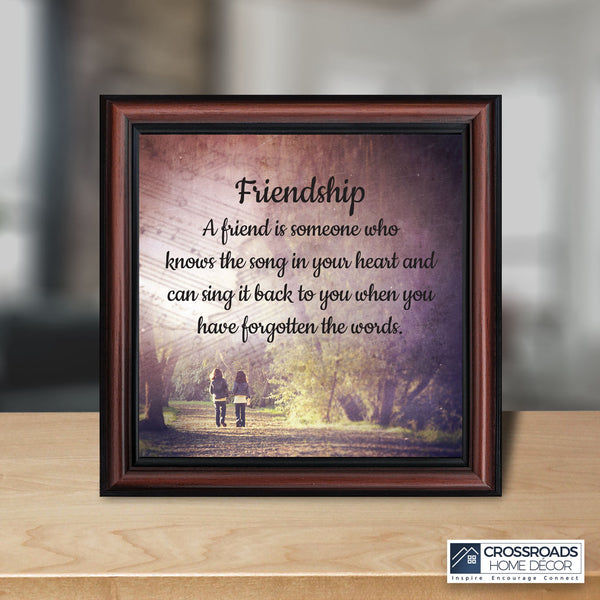 Friendship Song Framed Poem, Long Distance Friendship Gifts, Best Friend Birthday or Christmas Gift, 10x10, 6427