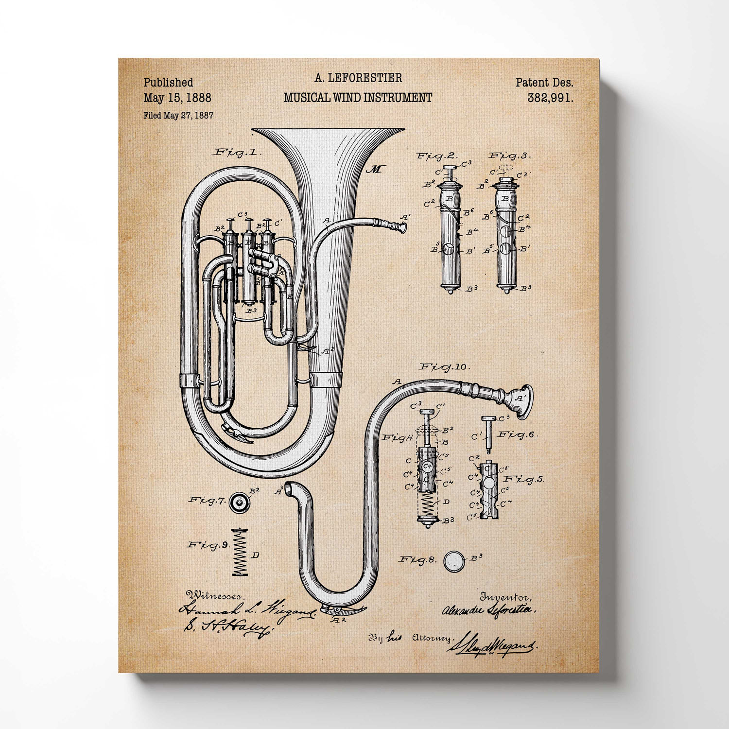 Baritone Gifts, Baritone Patent Canvas Print, Ready To Hang for Living Room Home Wall Decor, C2590