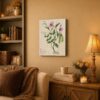 Garden Pea botanical canvas wall art displayed in a farmhouse kitchen