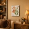 Day Lily botanical canvas wall art displayed in a sunroom