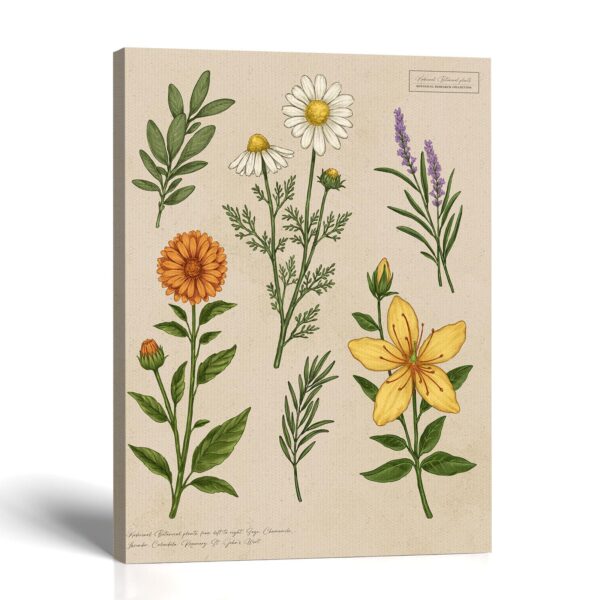Medicinal Herbs Canvas Print - Six-Herb Botanical Study by Crossroads Home Decor