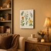 Medicinal Herbs botanical canvas wall art displayed in a farmhouse kitchen