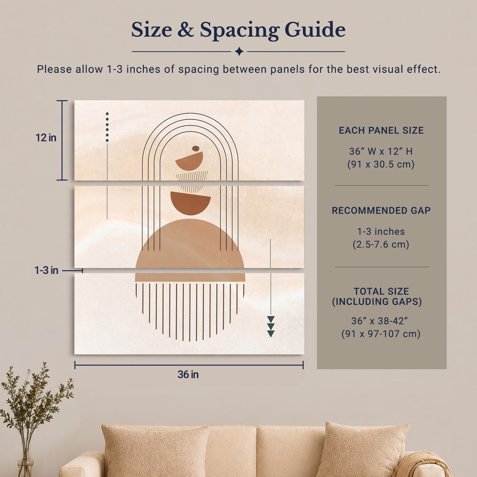 Rising Sun Arch canvas wall art displayed in a boho living room
