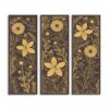 Golden Botanical Panels canvas print - 3 Piece Gold Botanical Canvas Wall Art by Crossroads Home Decor