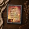 Close-up of A Firehouse Prayer text on the framed print