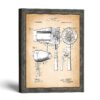 Hair dryer patent print - 1911 barbershop blueprint by Crossroads Home Decor