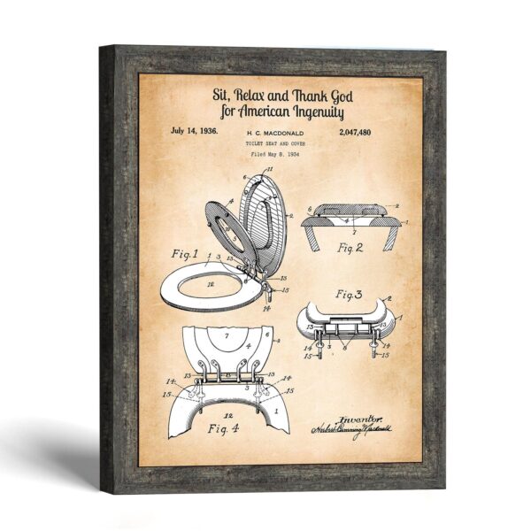 Toilet seat patent print - 1936 funny bathroom art by Crossroads Home Decor