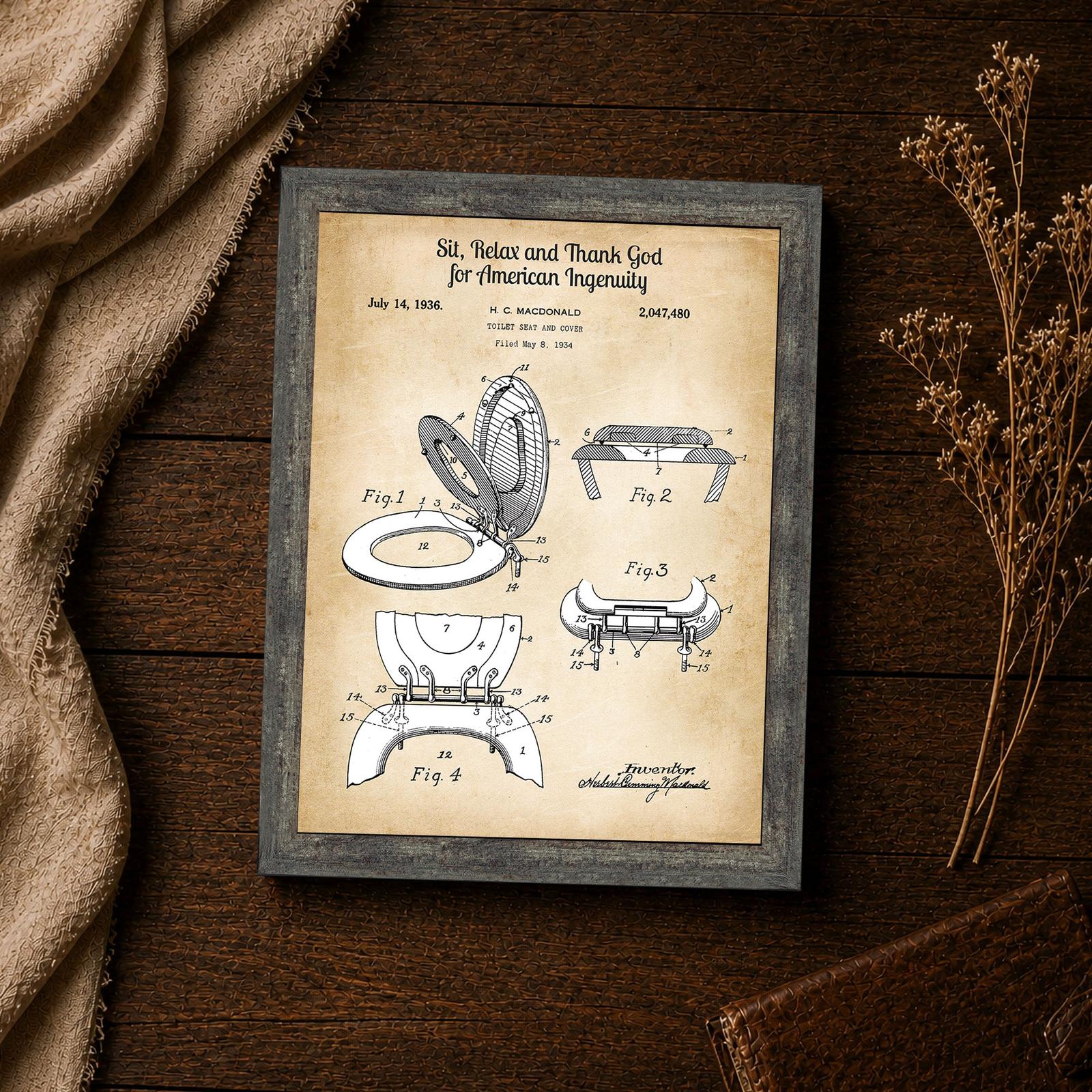toilet seat patent - Sit Relax and Thank God for American Ingenuity closeup