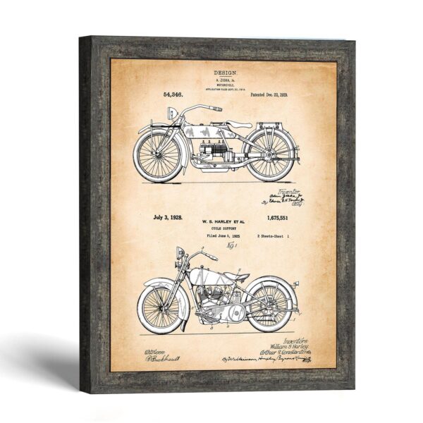 Motorcycle patent print - two vintage patents by Crossroads Home Decor