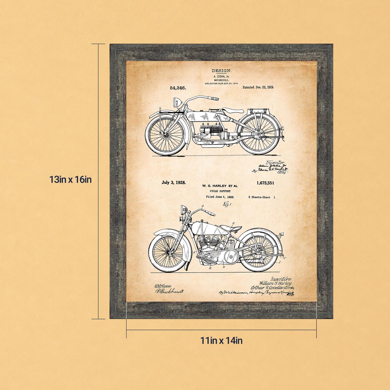 Motorcycle patent print - two vintage patents by Crossroads Home Decor