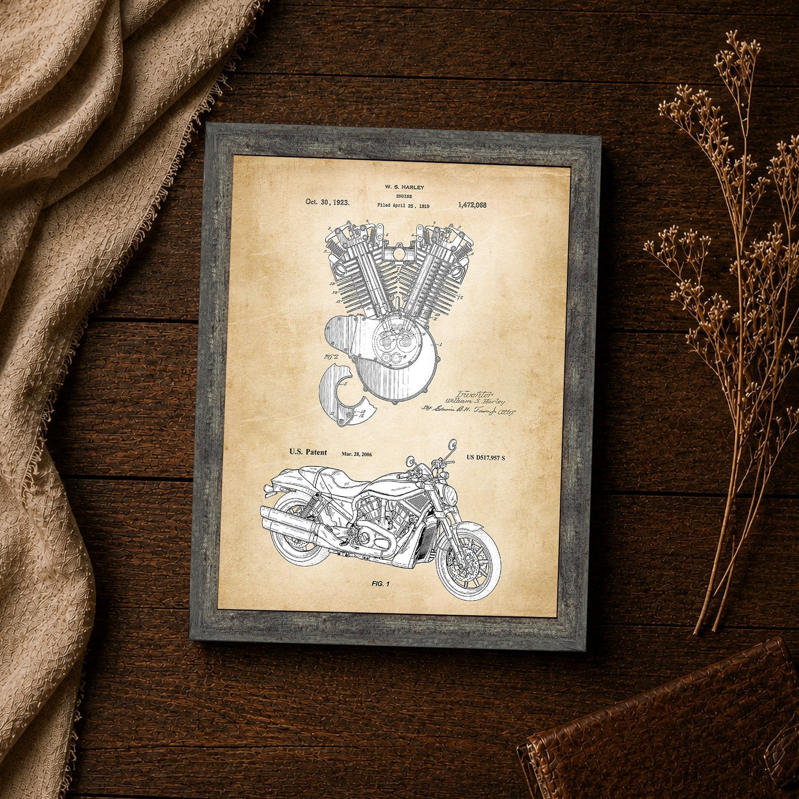 1923 V-twin engine and 2006 cruiser design patent details closeup