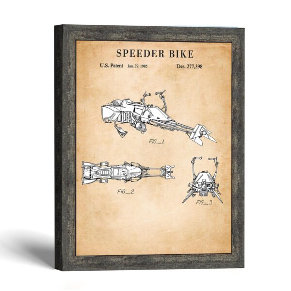 Hover bike patent print - 1985 wheelless vehicle blueprint by Crossroads Home Decor