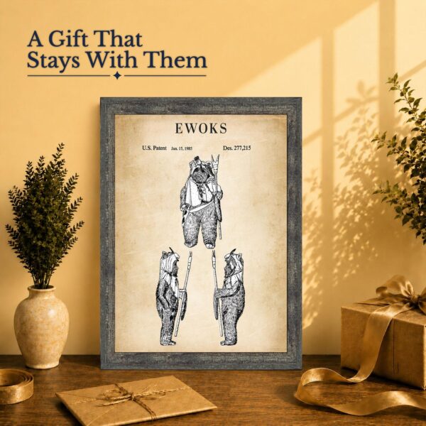Sci-fi gift - creature patent print framed for a collector