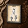1985 hooded creature trio design patent line drawing closeup