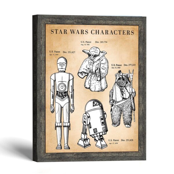 Sci fi figure patent print, four design patents on one framed sheet, by Crossroads Home Decor