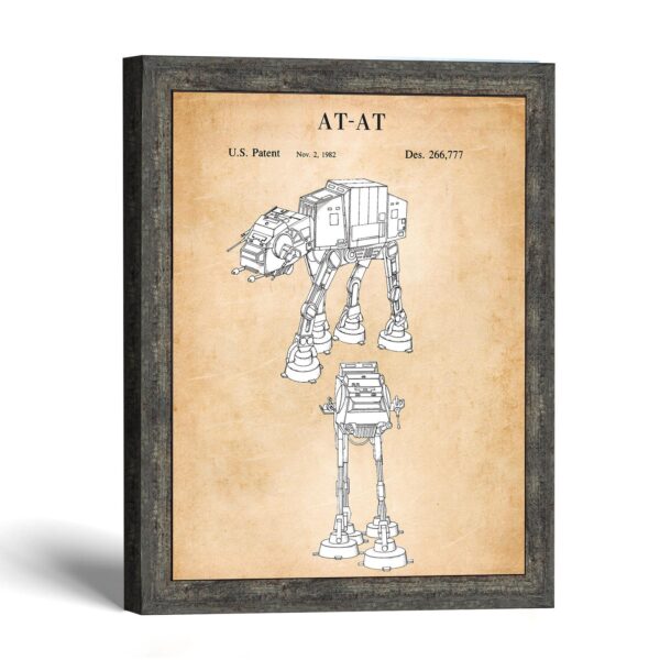 Walker patent print wall art, four-legged armored design, by Crossroads Home Decor
