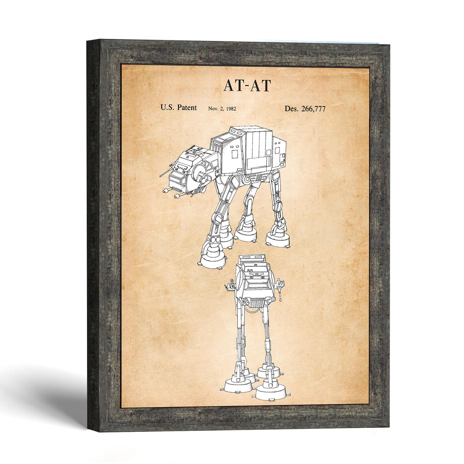 Walker patent print wall art, four-legged armored design, by Crossroads Home Decor