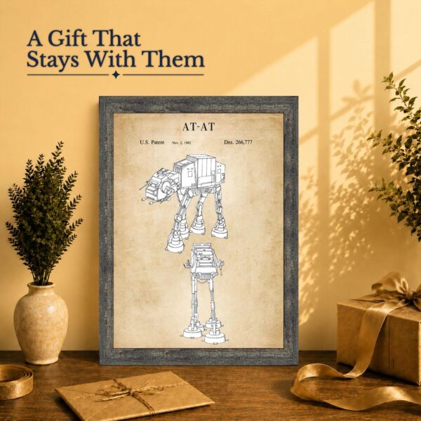 Walker patent print gift - framed wall art for a vintage sci-fi design fan