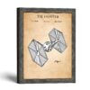 Sci fi fighter patent print, hexagonal-wing design, by Crossroads Home Decor