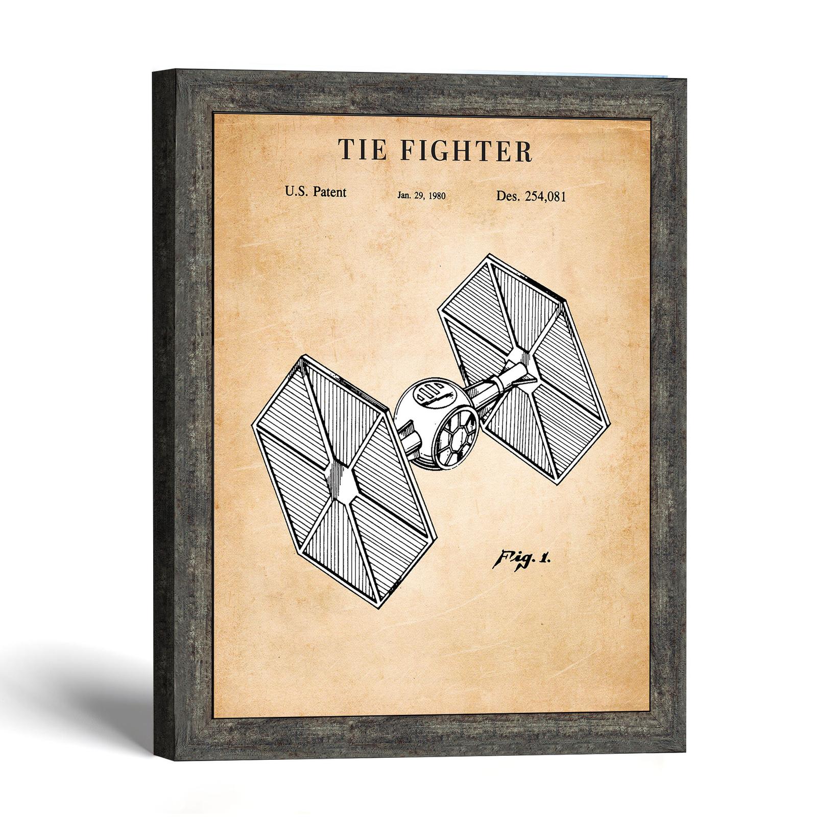 Sci fi fighter patent print, hexagonal-wing design, by Crossroads Home Decor