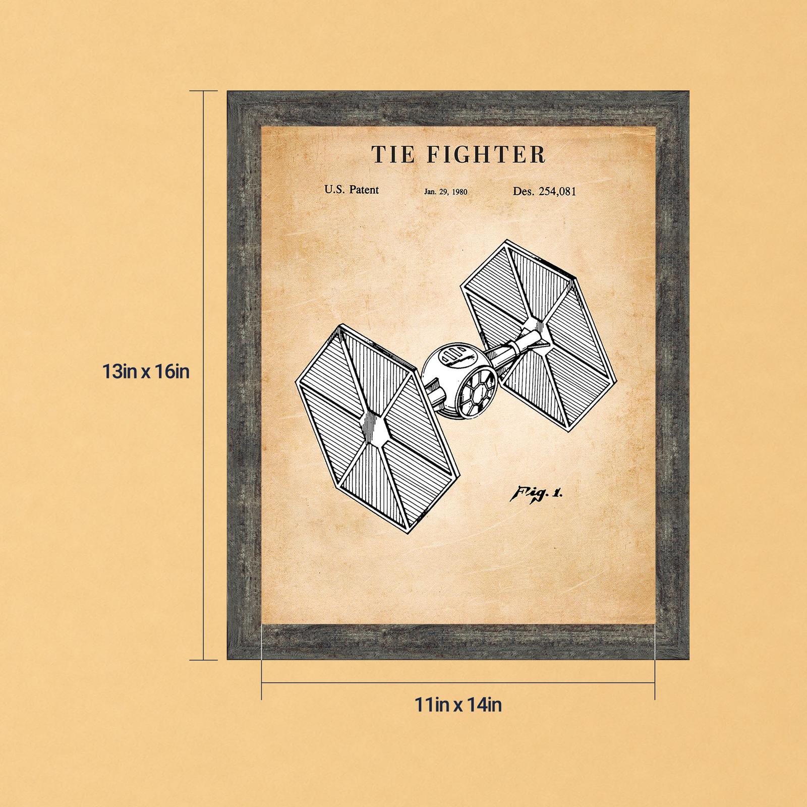 Sci fi fighter patent print, hexagonal-wing design, by Crossroads Home Decor
