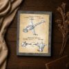 Patent numbers and issue dates close-up on the this framed patent print